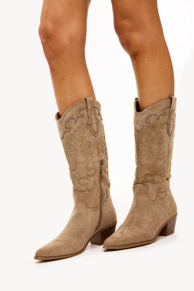 Notre-v Beige Suède Hoge Laarzen Beige Dames - Schoenen.nl