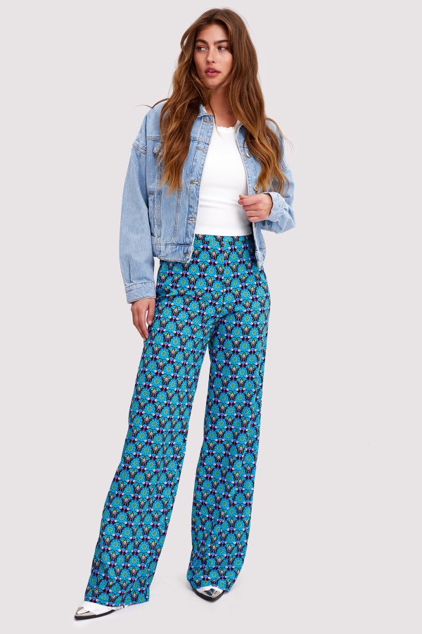 Pantalon bleu à imprimé fleuri | Loavies