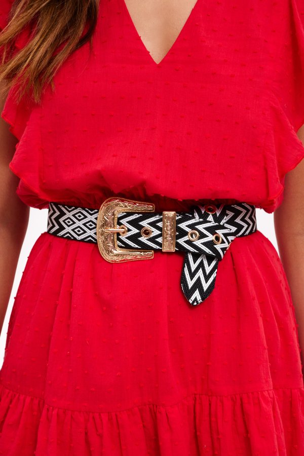 Loavies Ceinture Doree A Imprime Zigzag Loavies