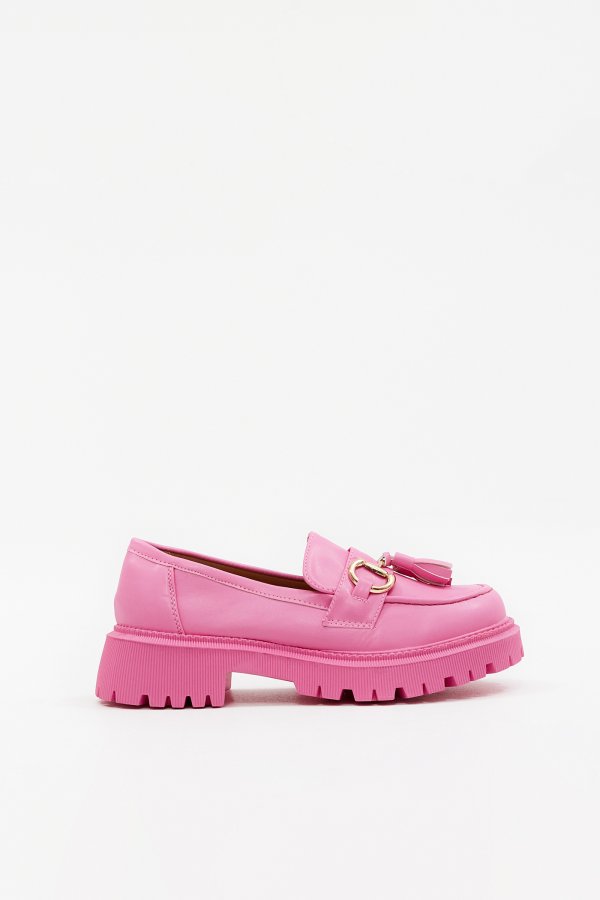 chunky pink loafers