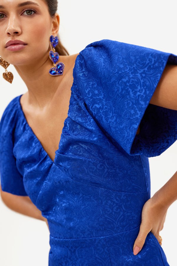 Waardeloos Kent optocht Blauwe jurk met bloemenprint | Loavies