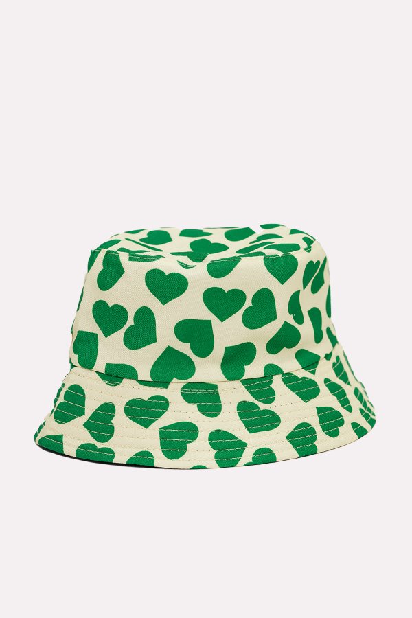 Green bucket hat with heart print Loavies