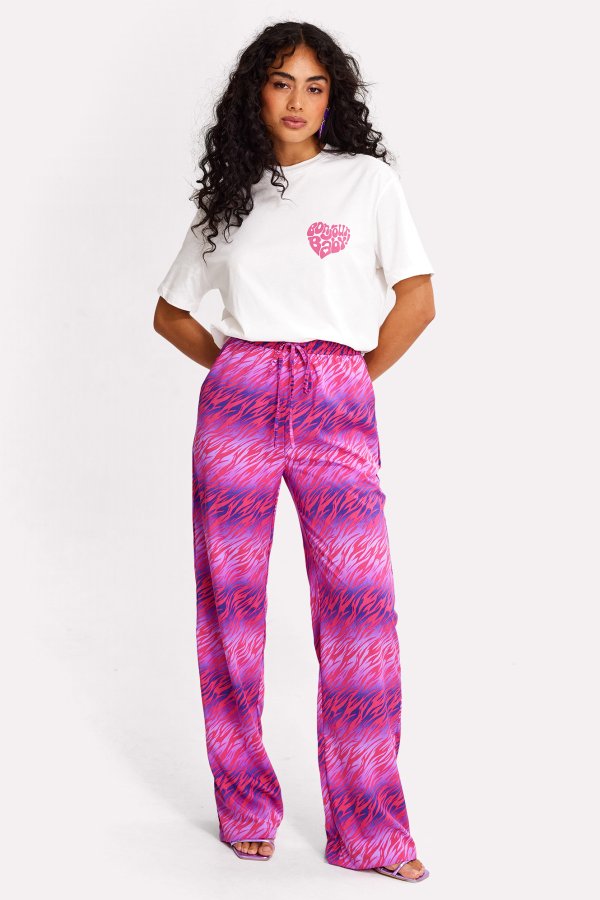 Paarse broek met grafische print Loavies