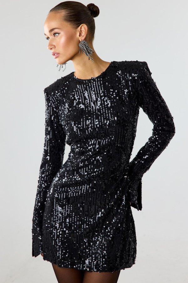 Zwarte Blazerjurk - Paillettenstof - Elegante Pasvorm - Tijdloze Look