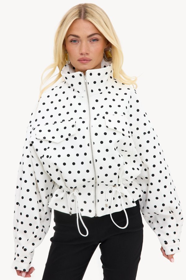 Witte jacket met polkadots