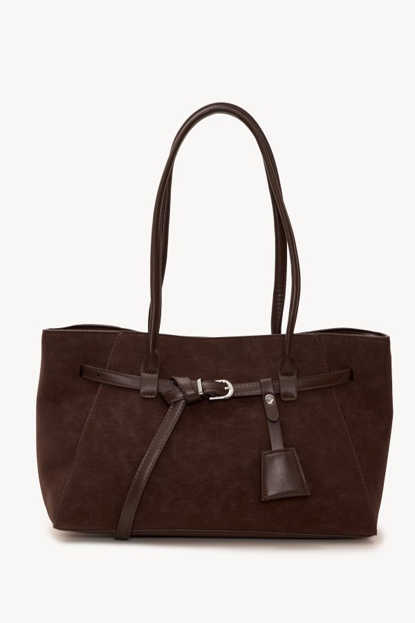 Sac marron foncé aspect daim avec boucles marron | Loavies