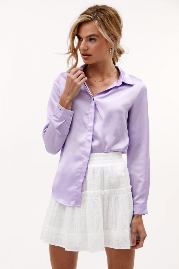 lilac satin blouse