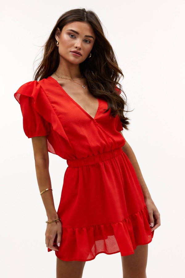 ruffle dress red