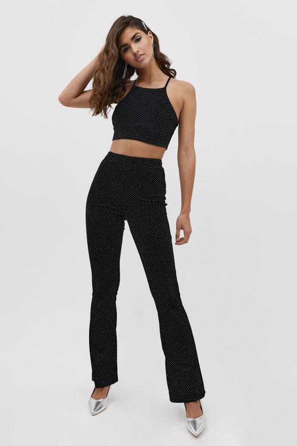 Eight Paris Black Glitter Flared Pants | Botique