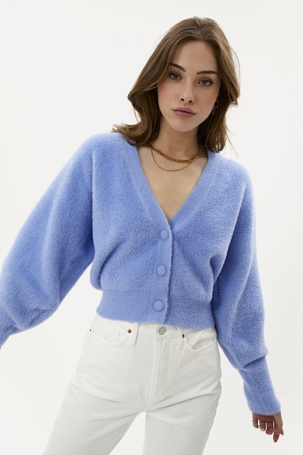 light blue fluffy cardigan