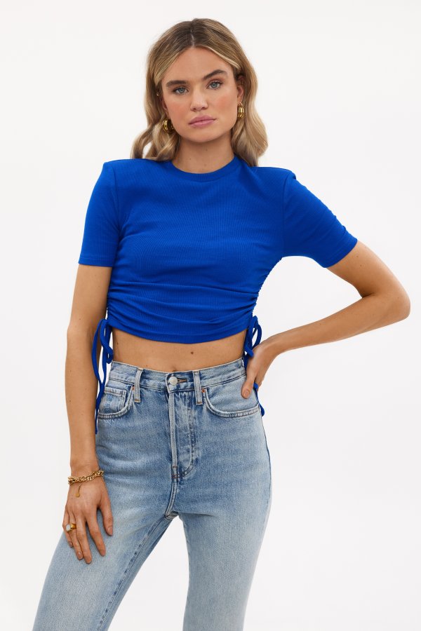 blauwe crop top