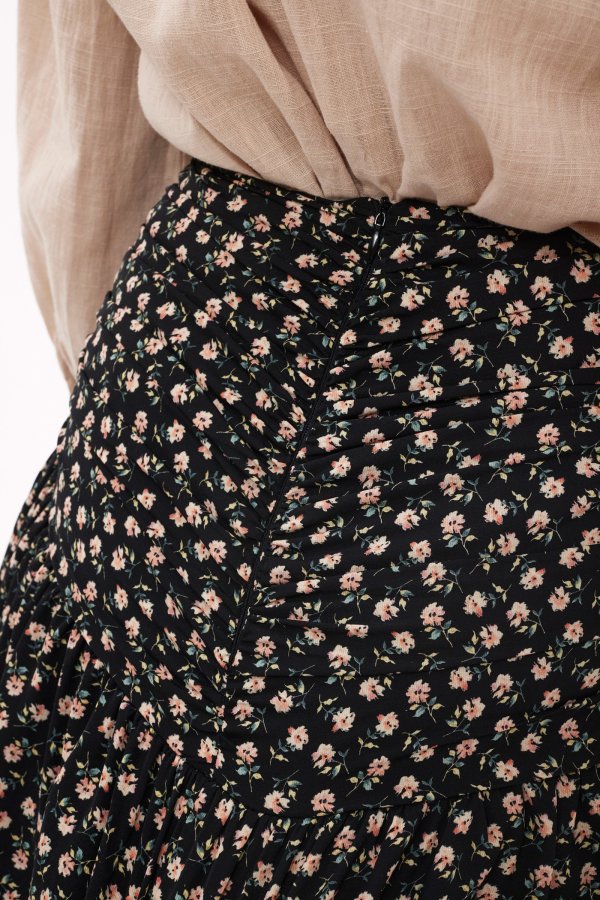Loavies black floral print ruffle skirt | Loavies