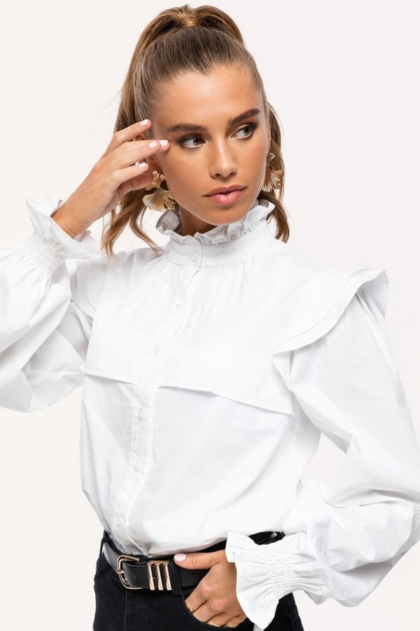 Loavies white ruffle blouse | Loavies